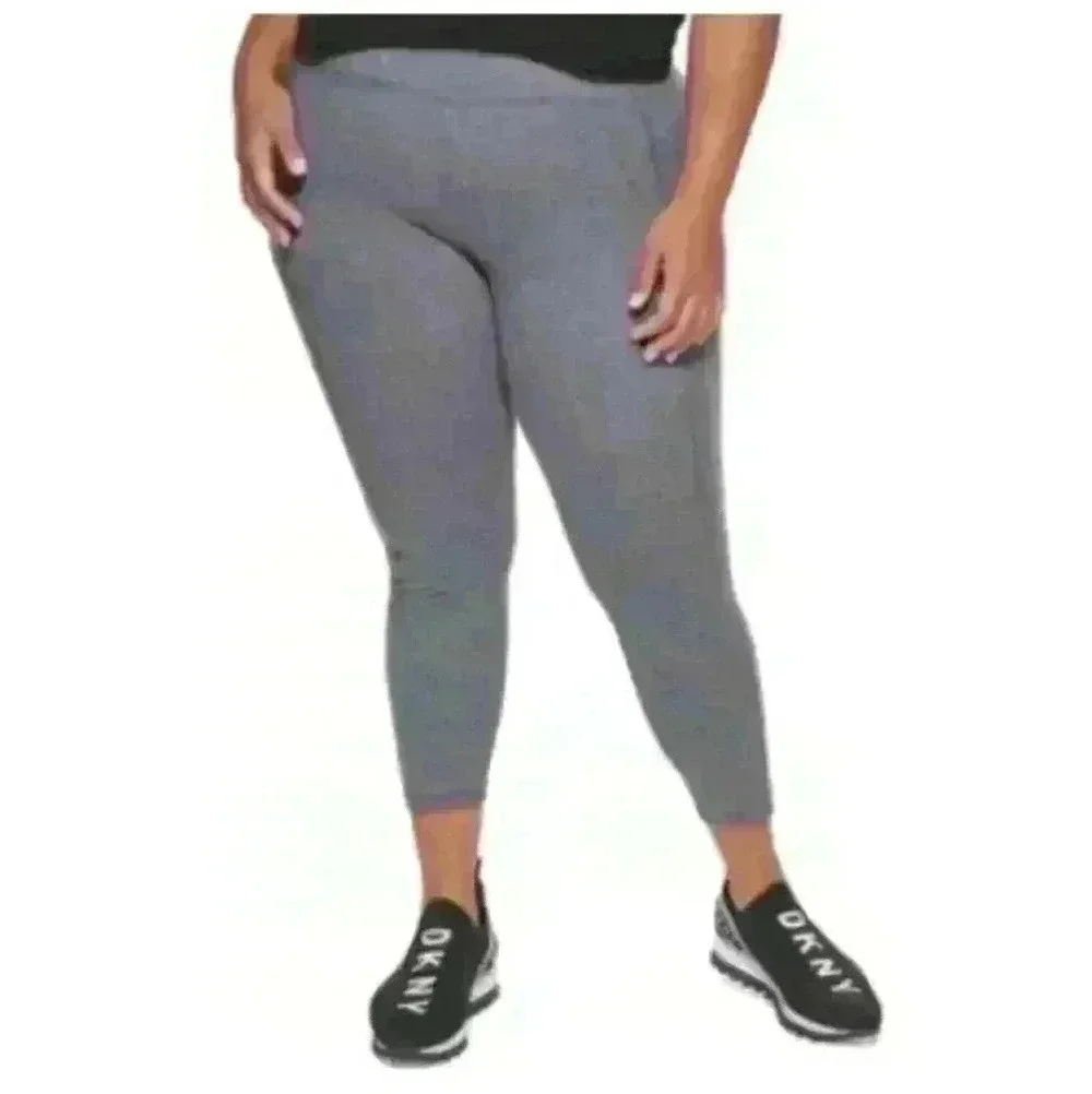 DKNY Sport Plus Size Metallic Logo 7/8 Leggings NWT - Picture 1 of 4